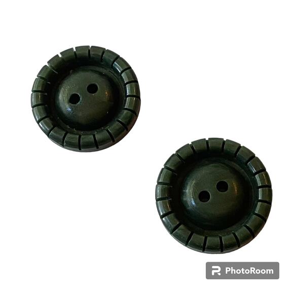 Plastic Buttons 2 Hole Marbled Green Set of 2 Original Sewing Fidget Crafts - Picture 8 of 11